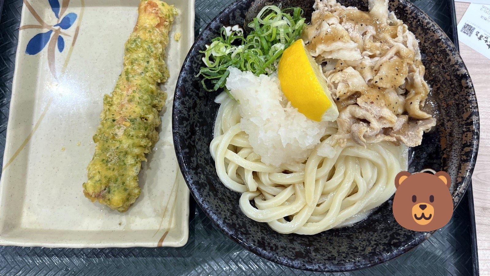 豚肉とおろしうどんとちくわ磯辺揚げ